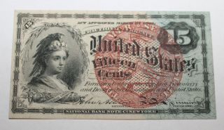 Old Crisp 1863 Small Red Seal 15 Cent Fractional Currency Fr 1271 Note
