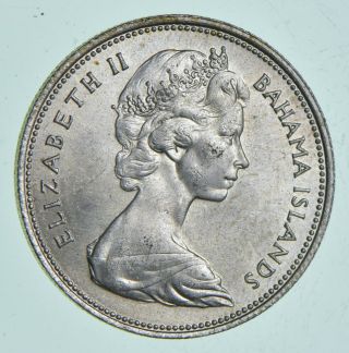 Silver World Coin - 1966 Bahama Islands 50 Cents - World Silver Coin 10.  3g 069