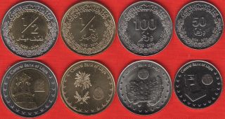 Libya Set Of 4 Coins: 50 Dirhams - 1/2 Dinar 2014 Unc