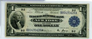 1914 $1 National Currency York Federal Reserve Bank - Large Note - Rw531