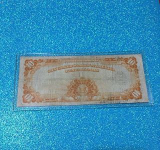 1922 Large Size Ten Dollar $10 Gold Certificate Note US Paper Money Old American 2