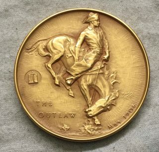 Maco.  Frederic Remington " The Outlaw " Gold - Plated Medal,  1971