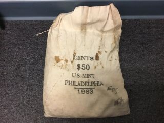 1963 P - Sewn Bag Of 5000 Lincoln Memorial Cents.  A $50 Dollar Bag.