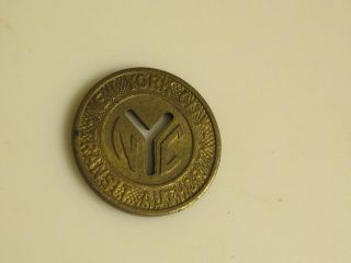 Transit Token Nyc “good For One Fare” York City Subway Small Cut Out " Y "