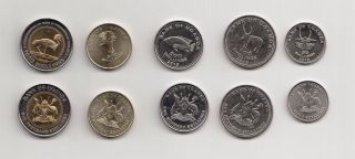 Uganda Complete Set Of 5 Coins 2015 Series (50,  100,  200,  500 & 1000 Shs) All