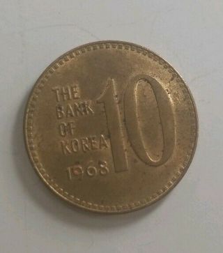 1968 Bank Of Korea 10 Won coin 2