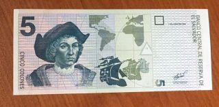 Banknote El Salvador 5 Colones Of Last Design 97 Or 98 Or 99 Vf
