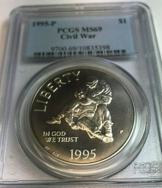 1995 - P Pcgs Ms69 Civil War Silver Dollar Commemorative
