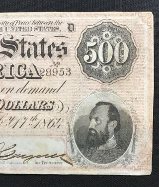 1864 Confederate States of America Richmond $500 Bank Note Currency 6