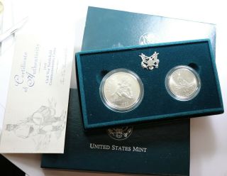 1995 - S Civil War Two Coin Set Box Silver Coin