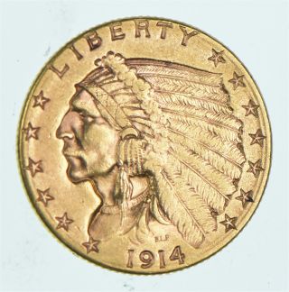 $2.  50 United States 90 Us Gold Coin - 1914 - D Indian - 629