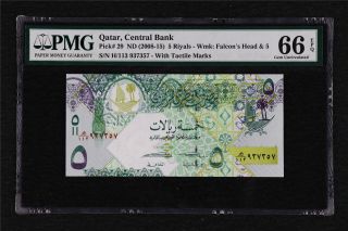2008 - 15 Qatar Central Bank 5 Riyals Pick 29 Pmg 66 Epq Gem Unc