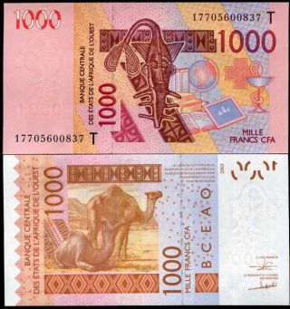West African State Togo 1000 1,  000 Francs 2003 / 2017 P 815 T Unc