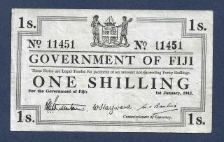[an] Fiji 1 Shilling 1942 P48a Vf