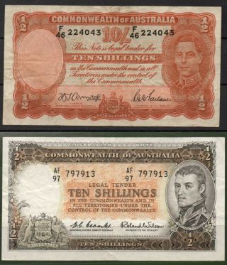 Australia P 25,  P29 (1939 - 52),  (1954 - 1960) Vf 10 Shilling