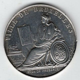 1873 Belgian Silver Jeton For The City Council Of Brussels,  By Jacques Wiener