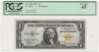 1935 - A U.  S.  North Africa Emergency $1 Silver Certificate Fr.  2306 - Pcgs Gem 65