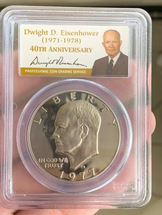 1977 - S $1 Pcgs Pr69dcam Eisenhower Dollar Signed Red Label 40th Anniversary