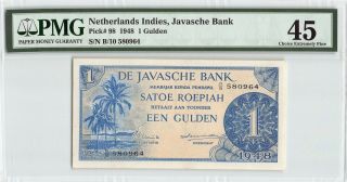 Netherlands Indies 1948 P - 98 Pmg Choice Extremely Fine 45 1 Gulden