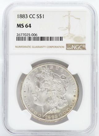 1883 - Cc Ms 64 S$1 Morgan Silver Dollar Ngc Certified Coin Carson City - Le846