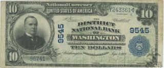 1902 The District National Bank Of Washington $10 Note Ch.  9545