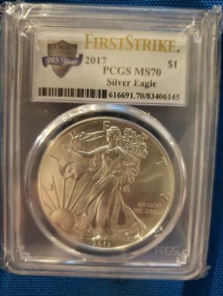 2017 (w) $1 American Silver Eagle Pcgs Ms70 First Strike 225 Anniversary Lable