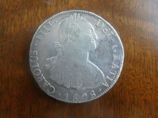 Two Colonial Silver Coin Carolus Iiii,  8 And 4 Reales Bolivia 1808