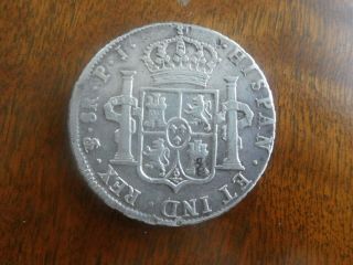 TWO COLONIAL SILVER COIN CAROLUS IIII,  8 AND 4 REALES BOLIVIA 1808 2