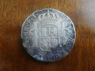 TWO COLONIAL SILVER COIN CAROLUS IIII,  8 AND 4 REALES BOLIVIA 1808 4