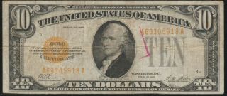 1928 $10.  00 Gold Certificate,  Fine