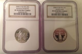 2000 S Silver State Quarters Set Ngc Pf70 Ultra Cameo Proof Pr70 No Spots/toning