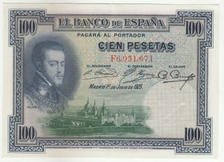 Spain 100 Pesetas 1925 Issue Banknote P69 In Xf,
