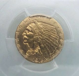 1914 - D Gold $2 1/2 Indian Incuse Quarter Eagle Pcgs Au Details $2.  50