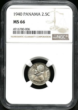 1940 Ngc Ms - 66 2.  5 Centesimos Panama