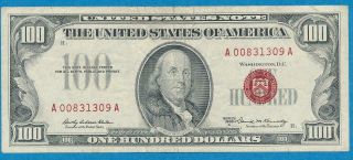 $100 1966 - A SCARCE RED SEAL LEGAL TENDER UNITED STATES NOTE VERY FINE 3