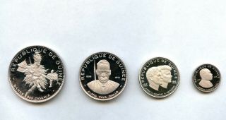 Silver 500,  250,  200,  100 Francs 1970 Olypia Munich 1972 Guinea Proof Set Gem