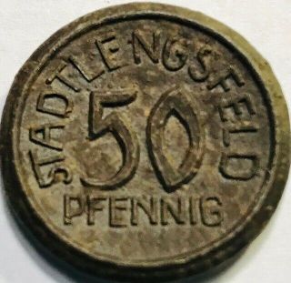 Germany - Lengsfeld - Porcelain Notgeld - 50 Pfennig - Edge Defect