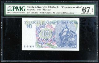Sweden 10 Kroner Nd 1968 P 56 Comm.  Gem Unc Pmg 67 Epq High
