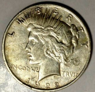 1922 - D $1 Liberty Peace Silver Dollar 18otct1703 90 Silver $1.  00