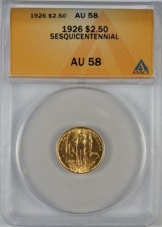 1917 $2.  50 Gold Sesquicentennial Commemorative Dollar Coin Anacs Au58