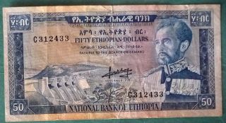 Ethiopia 50 Dollars Note From 1966,  P 28,  Haile Selasje