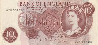 Great Britain 10 Shillings Banknote Nd (1962 - 6) P.  373b Very Fine