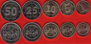 Zimbabwe Set Of 5 Coins: 1 - 50 Cents 2014 " Bond Coins " Unc