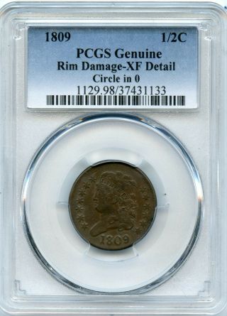 1809 Circle In 0 Us Half Cent | Pcgs - Xf Detail Rim Damage