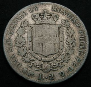 Sardinia (italian State) 2 Lire 1850 P - Silver - Vittorio Emanuele Ii.  - 2431