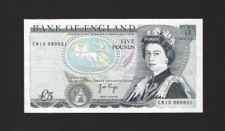 Great Britain 5 Pounds,  Bank Of England 1973,  B336 Page Sig,  Au / Unc,  Qeii