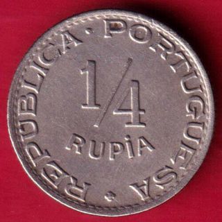 Portuguese India Goa - 1947 - 1/4 Rupee - Rare Coin C51
