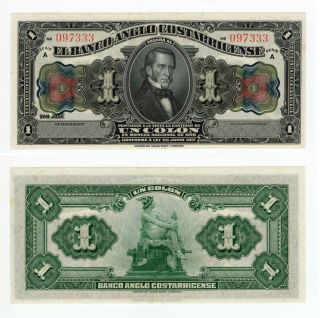 Costa Rica 1 Colones 1917 P - S121r Ch.  Unc