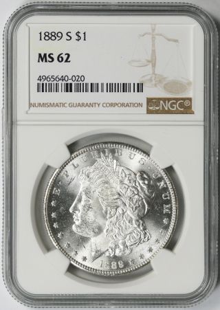 1889 - S Morgan Dollar Silver $1 Ms 62 Ngc