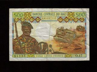 Mali:p - 12,  500 Francs,  1973 - 84 Vf Nr